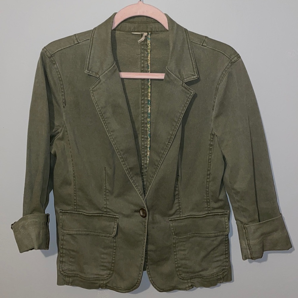 Green, Tailored Denim Jacket